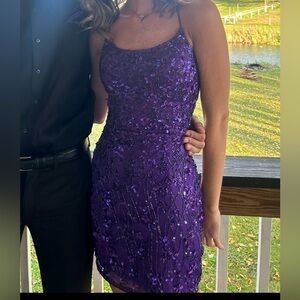Primavera purple homecoming dress size 00 worn once with no alterations.